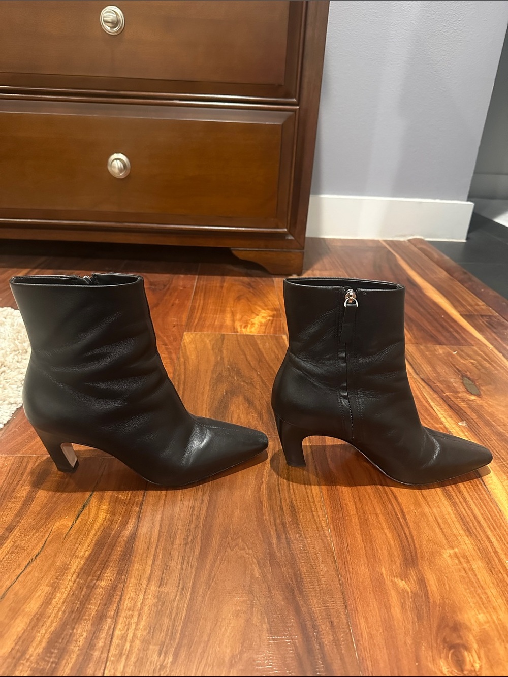 Everlane Black Leather Pointed-Toe Ankle Boots - Women's